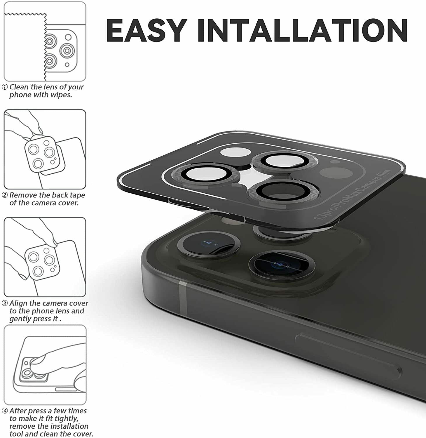 3X For iPhone 13 Pro Max Metal Camera Lens Screen Protector Tempered Glass Ring