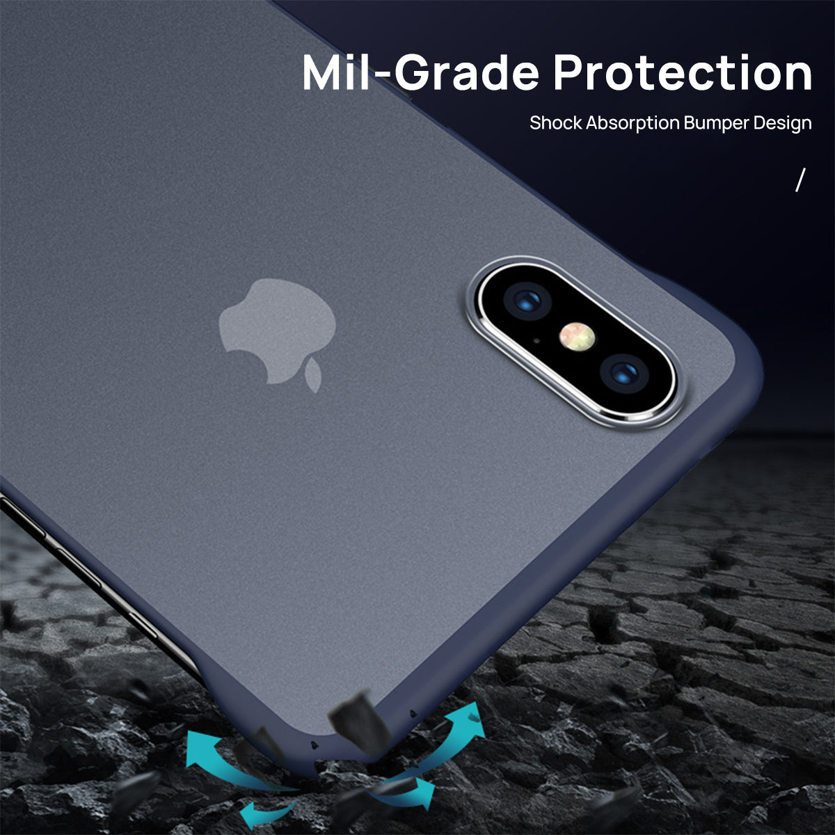iPhone XS MAX Case Cover, Slim Matte Back Clear TPU ShockProof Bumper