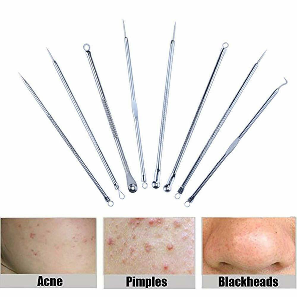 8pcs Blackhead Remover Tool Pimple Popper Pore Blemish Comedone Acne Cleaner Kit