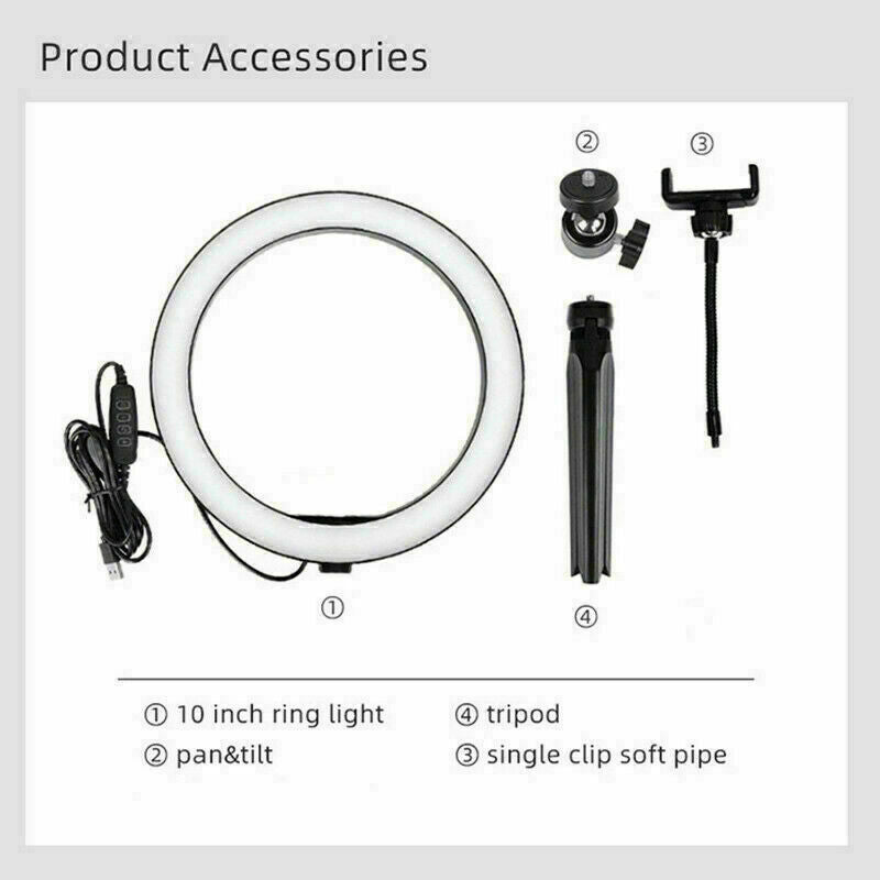 6" 10" LED Ring Light+Tripod Stand Lighting Kit Youtube Phone Makeup Selfie