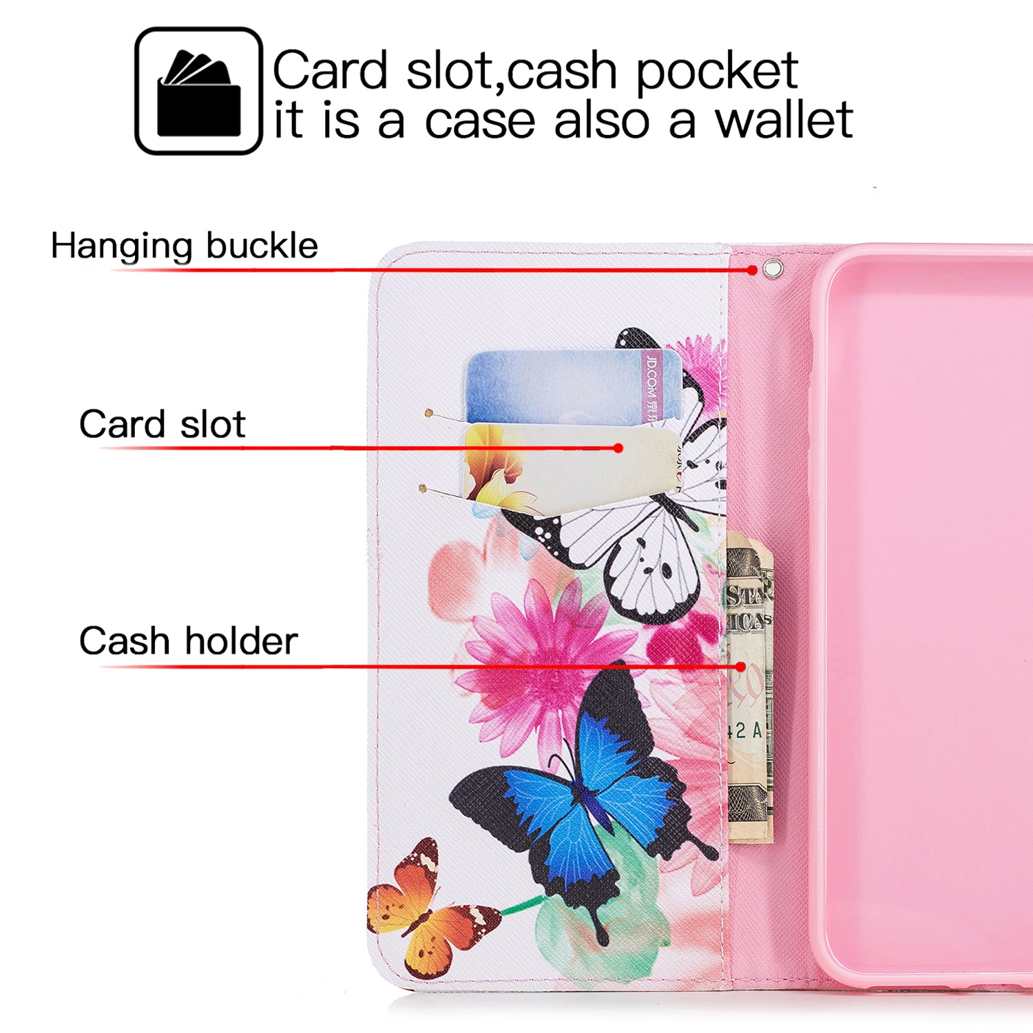 Samsung Galaxy A50 Wallet Leather Case Flip Magnetic Card Slot Cover-Beautiful Butterfiy