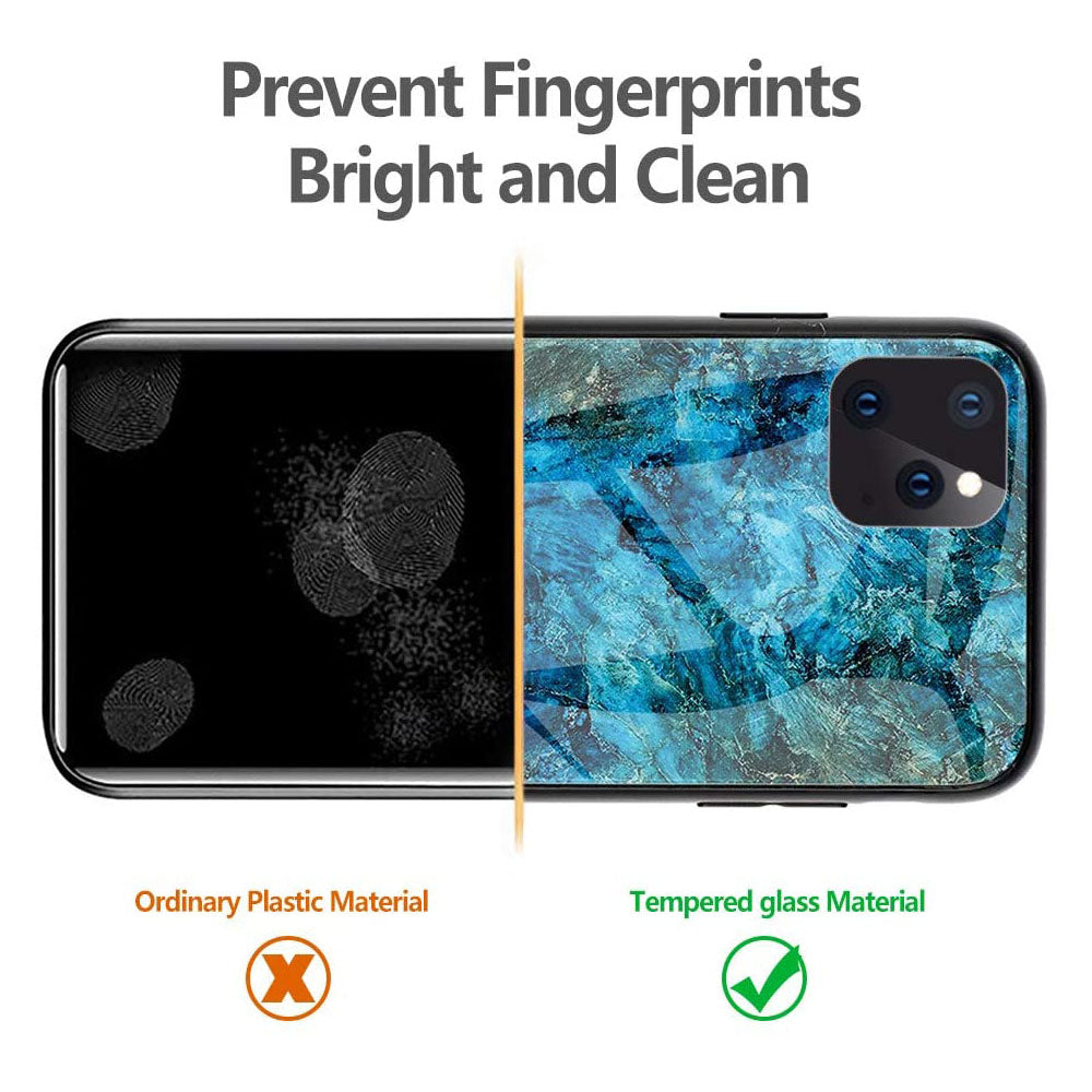 For iPhone 12 Case Shockproof Glass Marble Soft Tough Cover