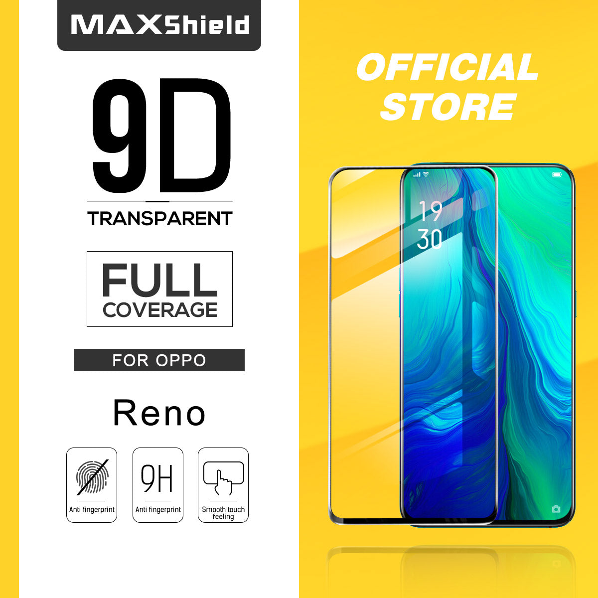 MAXSHIELD OPPO Reno 5G Full Coverage Tempered Glass Screen Protector