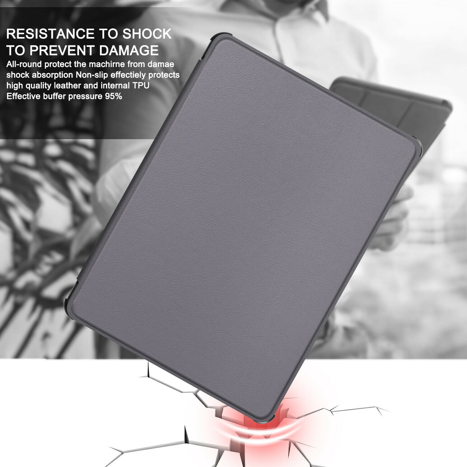 New Amazon Kindle 2019 10th 6" Inch Case Smart Flip Leather Back Slim Cover-Grey