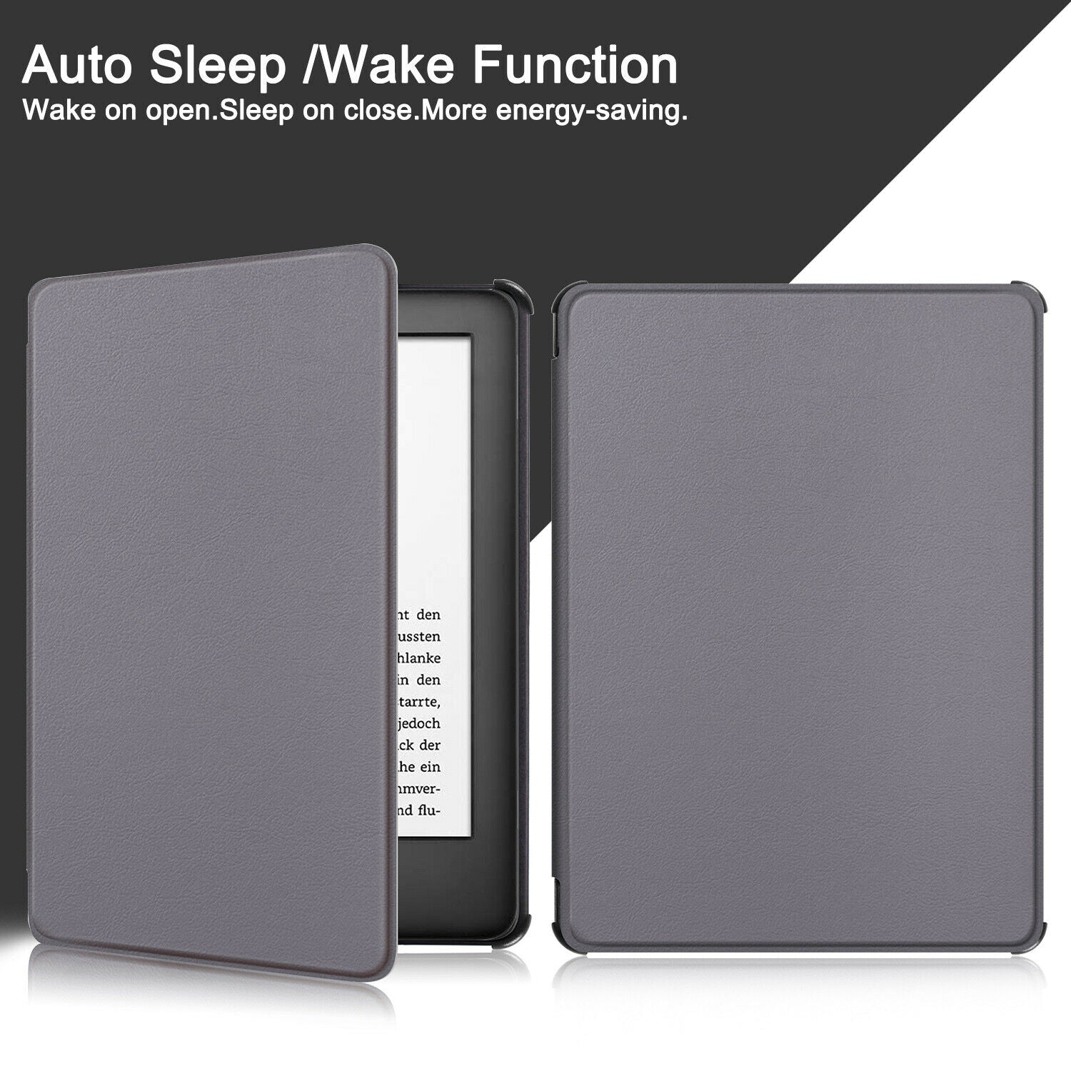 New Amazon Kindle 2019 10th 6" Inch Case Smart Flip Leather Back Slim Cover-Grey