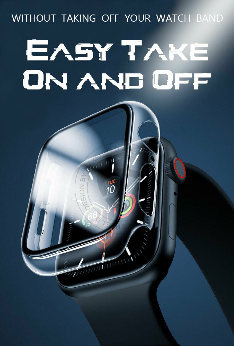 Apple Watch Series 44mm Full Cover TPU Tempered Glass Case Cover