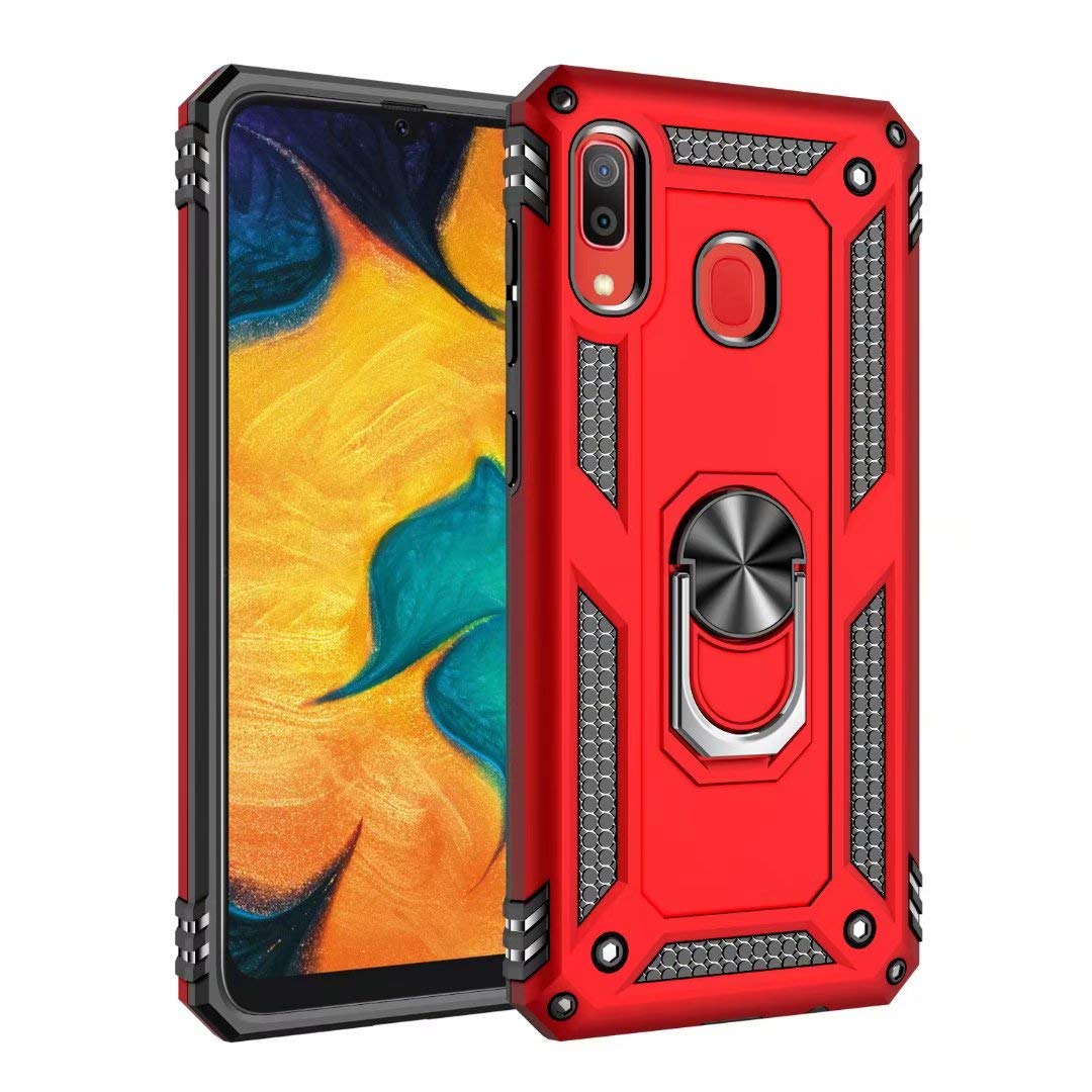 Samsung Galaxy A70 Anti Scratch Rugged Magnetic Car Mount Ring Case Heavy Duty Case Cover (Red)