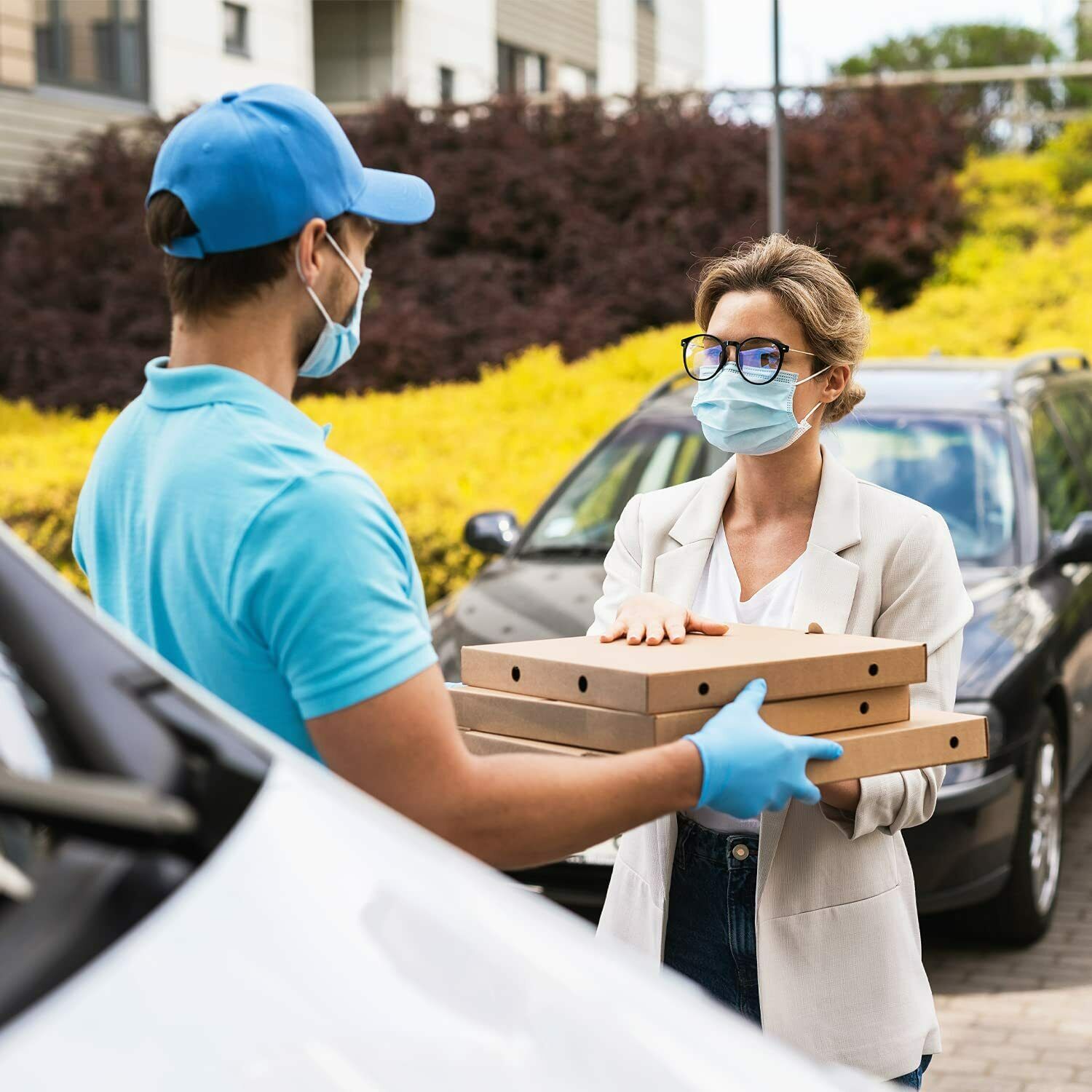 100Pc Disposable Face Mask Protective Masks 3 layer Meltblown Filter General Use