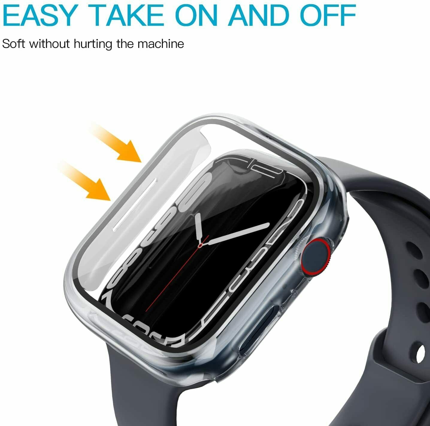 For Apple Watch iWatch Series7 Clear Case Full Cover Screen Protector 41/45mm