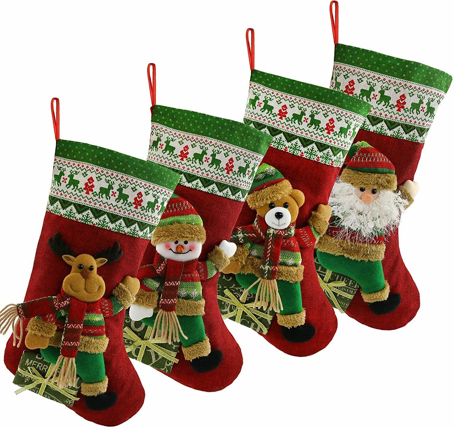 1/4 Christmas Socks Stockings Santa Gift Bags for Family Xmas Party Decorations
