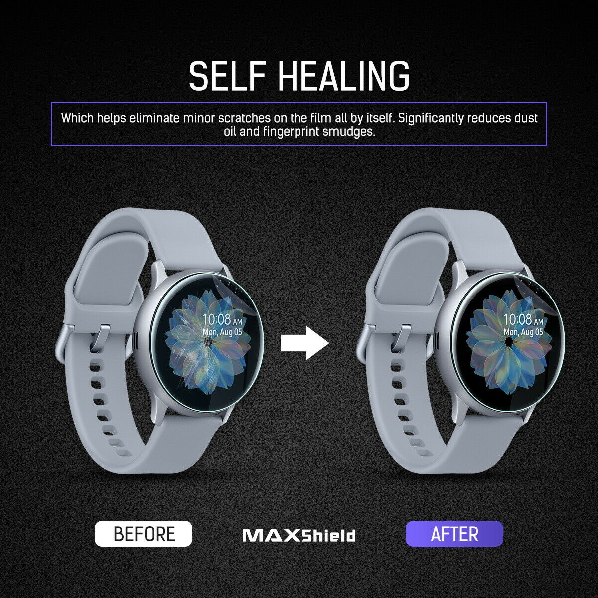 Maxsheld Samsung Galaxy Watch Active 2 40mm Full Coverage Waterproof Screen Protector