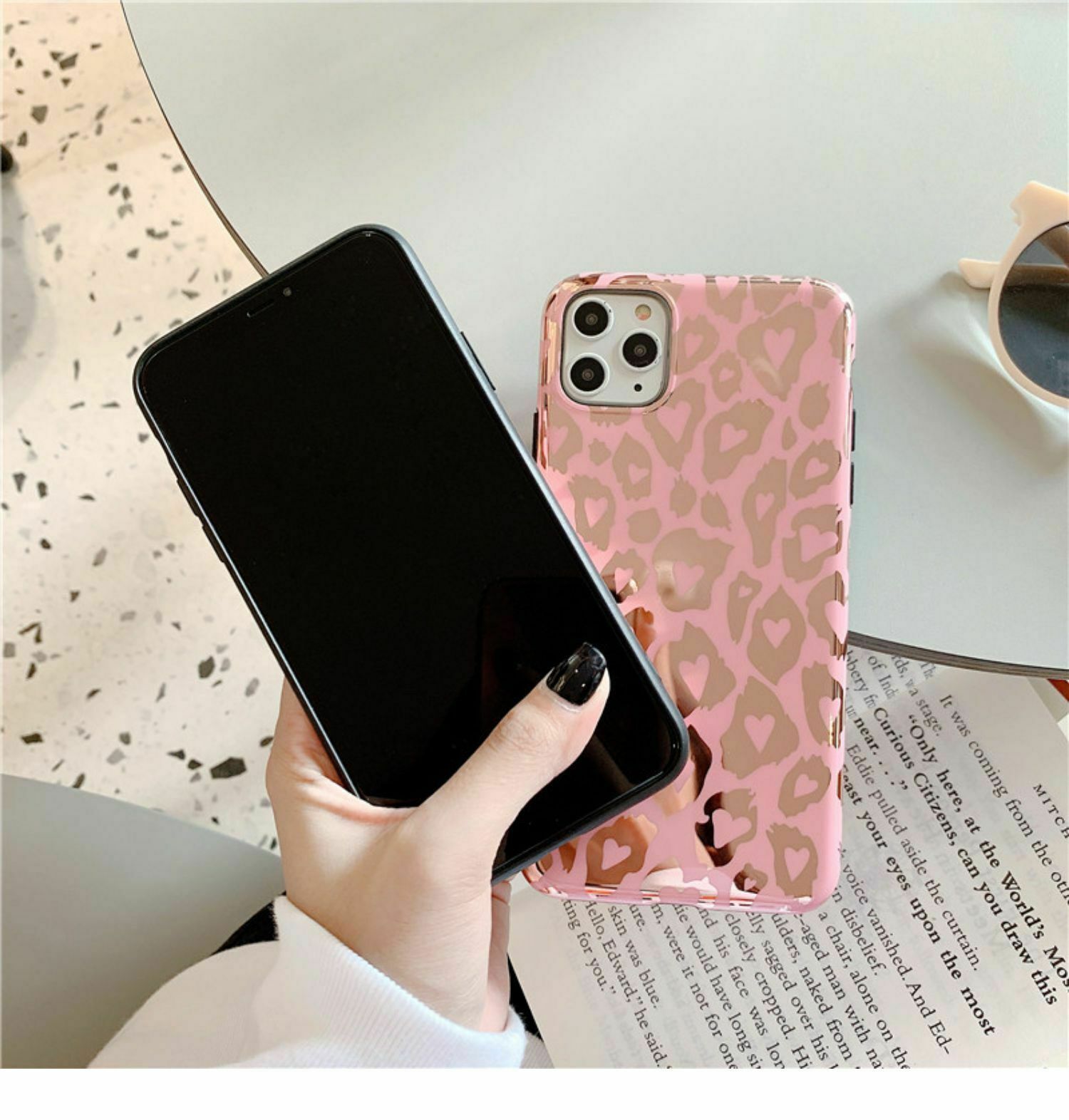 For iPhone 12 Pro Max leopard Clear Pink Panther Case Slim Shockproof Soft Cover