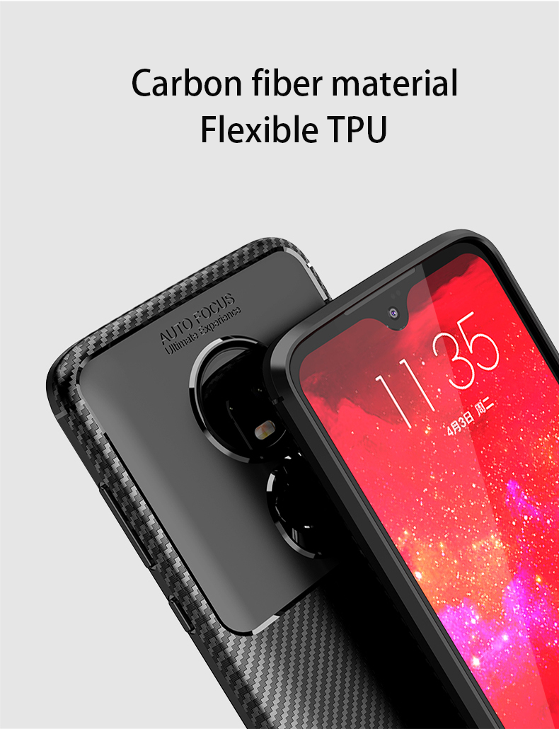 Motorola Moto G7 Power Shockproof Carbon Fiber soft Case Cover