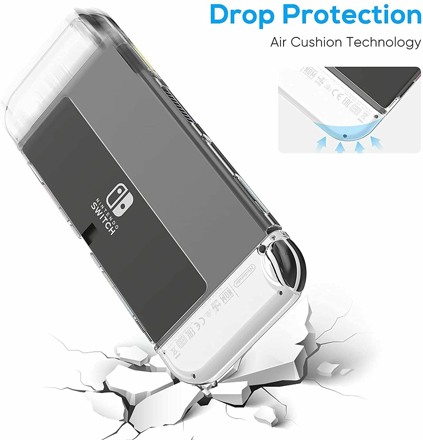 For Switch Nintendo OLED Console Clear Case Slim Heavy Duty Shockproof Hard Cover