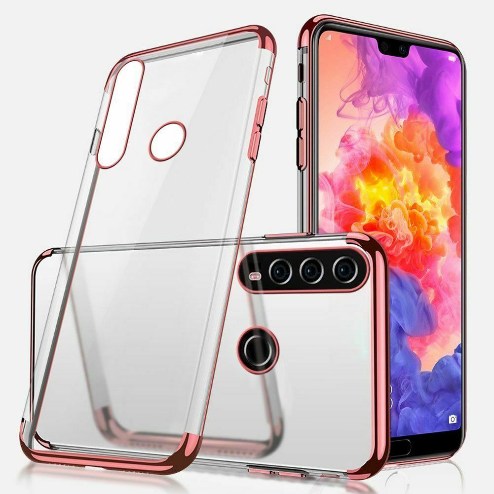 For LG Q60 Soft Electroplated Clear Back Phone Case Cover+Screen Protector