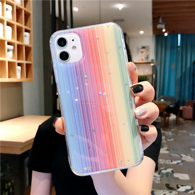 For iPhone 12 Pro Max Rainbow Case MAXSHIELD Soft TPU Glitter Shockproof Cover