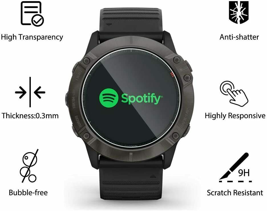 3 Pack Tempered Glass Screen Protector For Garmin Fenix 6X/6X Pro/6X Solar
