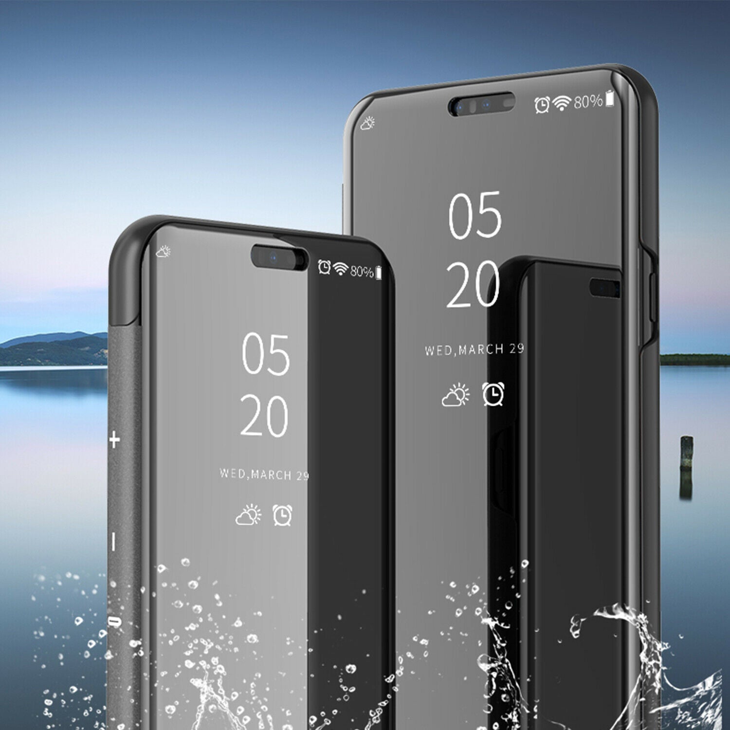 For LG V40 Case Luxury Ultra Slim Mirror View Thin Flip Stand Cover