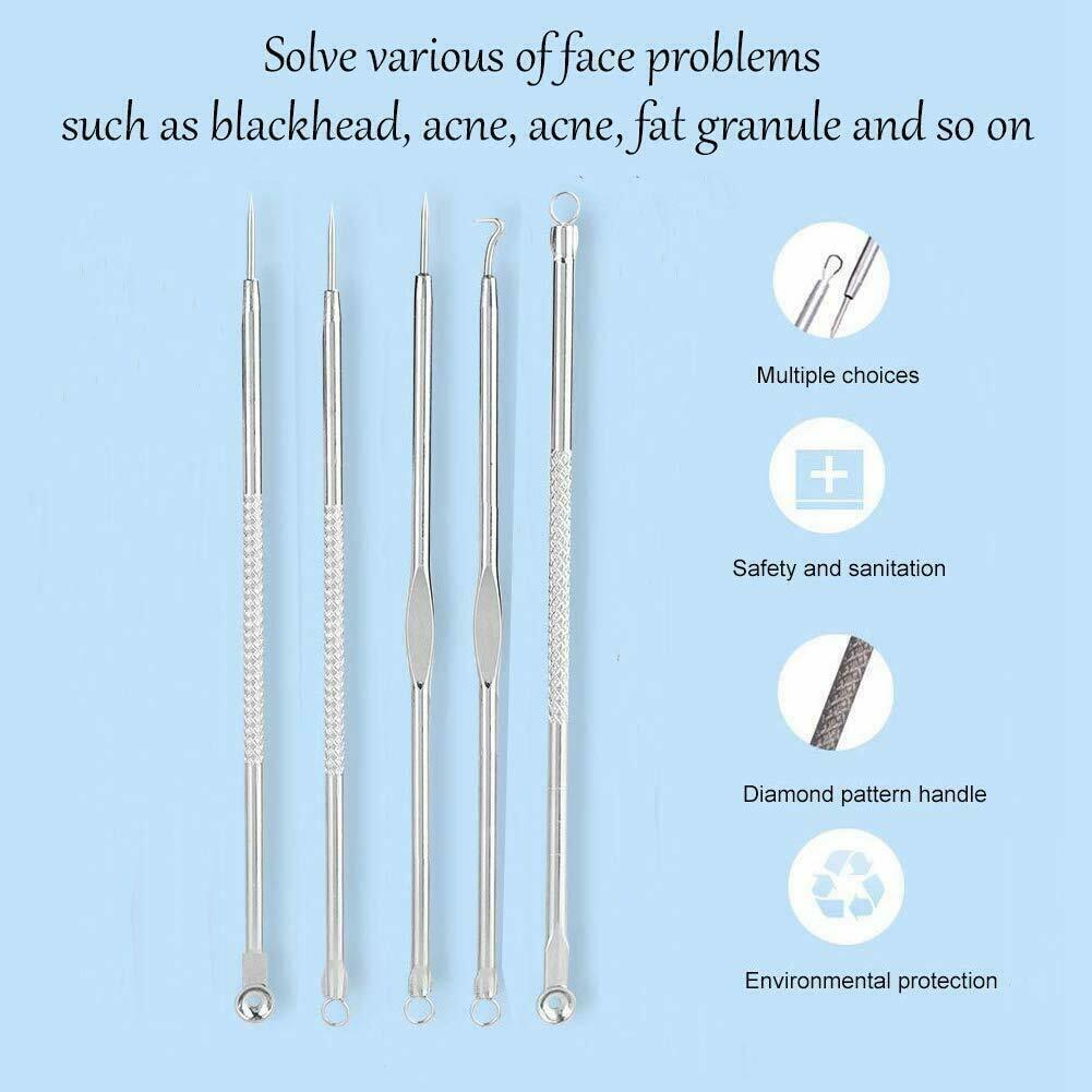 8pcs Blackhead Remover Tool Pimple Popper Pore Blemish Comedone Acne Cleaner Kit