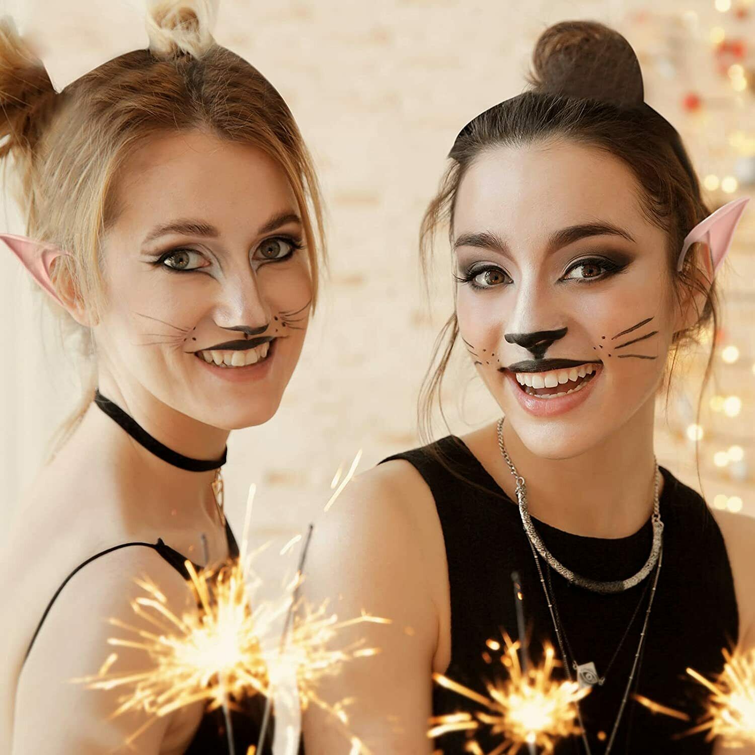 2 Pairs Rubber Elf Ears Fairy Elven Pixie Hobbit Demon Halloween Costume Cosplay