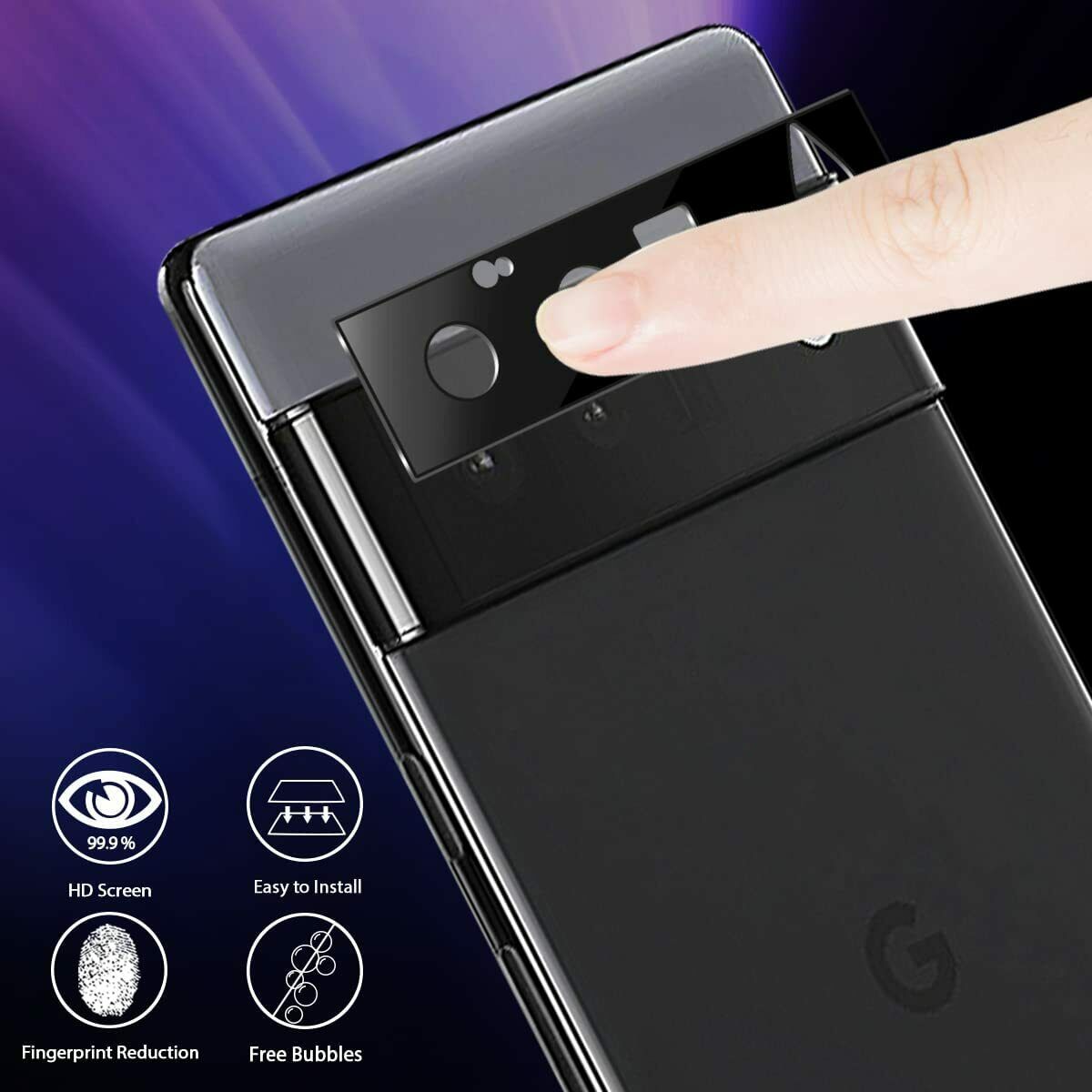 1/2 Pack For Google Pixel 6 Pro Tempered Glass Metal Full Camera Lens Protector