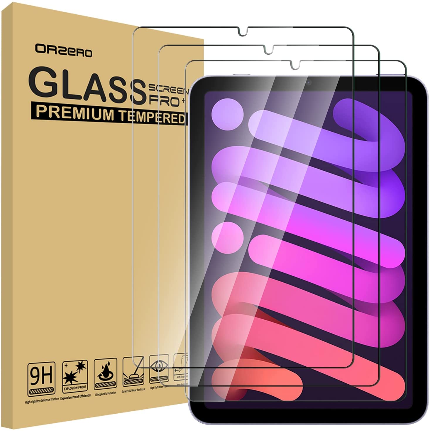 2X MAXSHIELD Fr Apple iPad Mini 6 8.3" 2021 Full Tempered Glass Screen Protector
