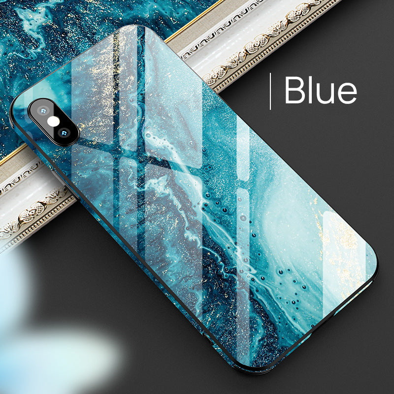 iPhone XS Case Shockproof Tough Glass Marble Soft Cover for Apple