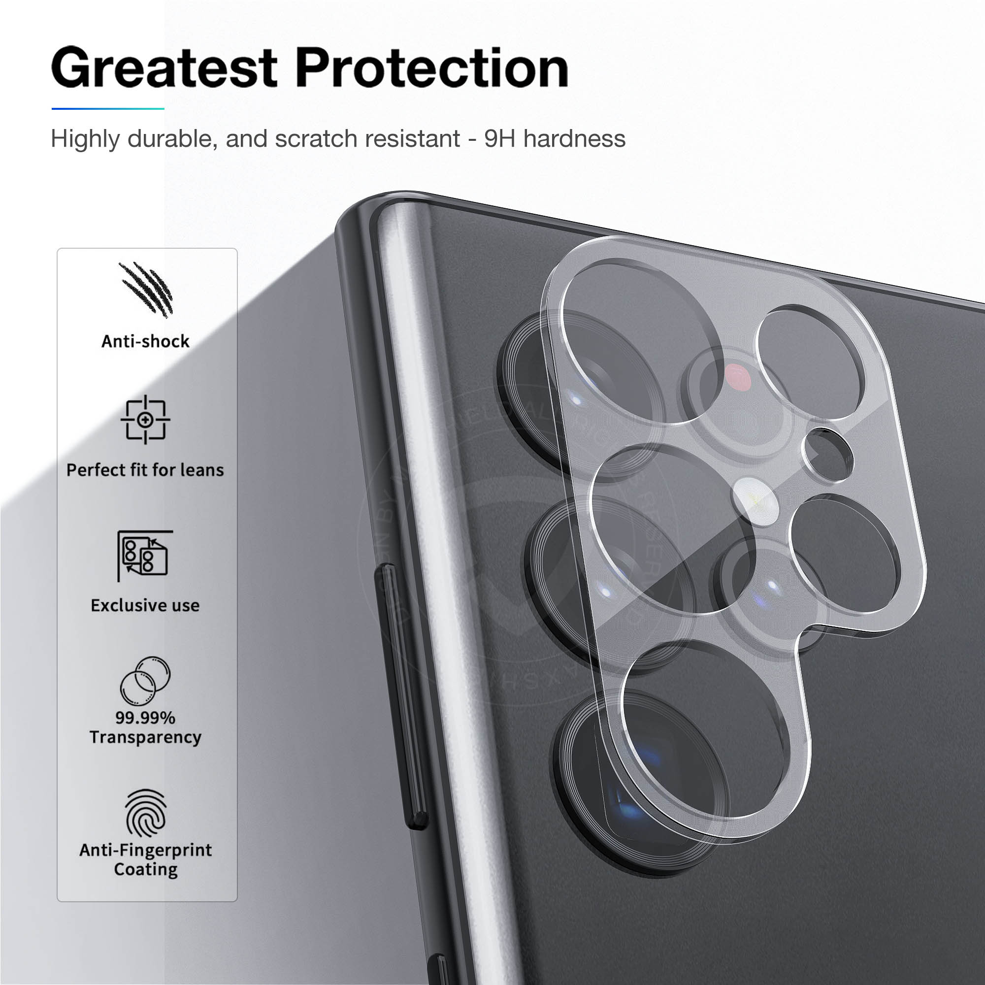 MAXSHIELD For Samsung Galaxy S22 Plus Ultra 5G Camera Lens Screen Glass Protector