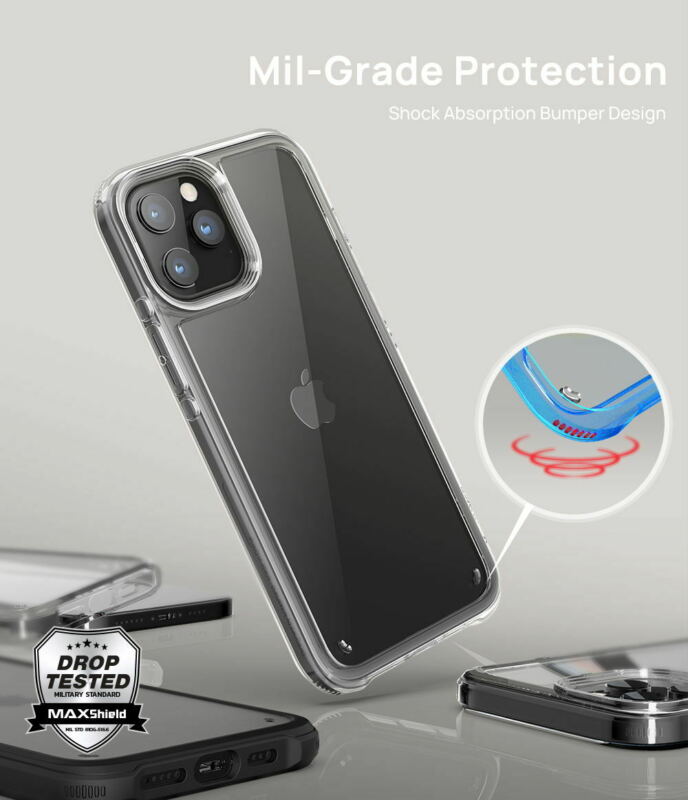 MAXShield For iPhone 12 Pro Max Mini Case,Matte Clear Slim Heavy Duty Cover