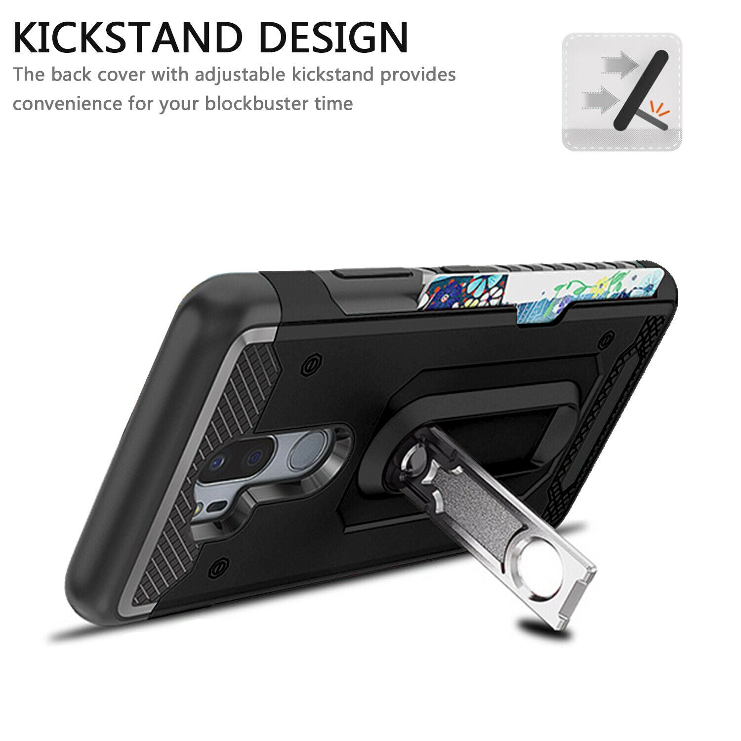 For LG G7 Case Hybrid TPU Heavy Duty Card Slot Stand Shockproof Cover