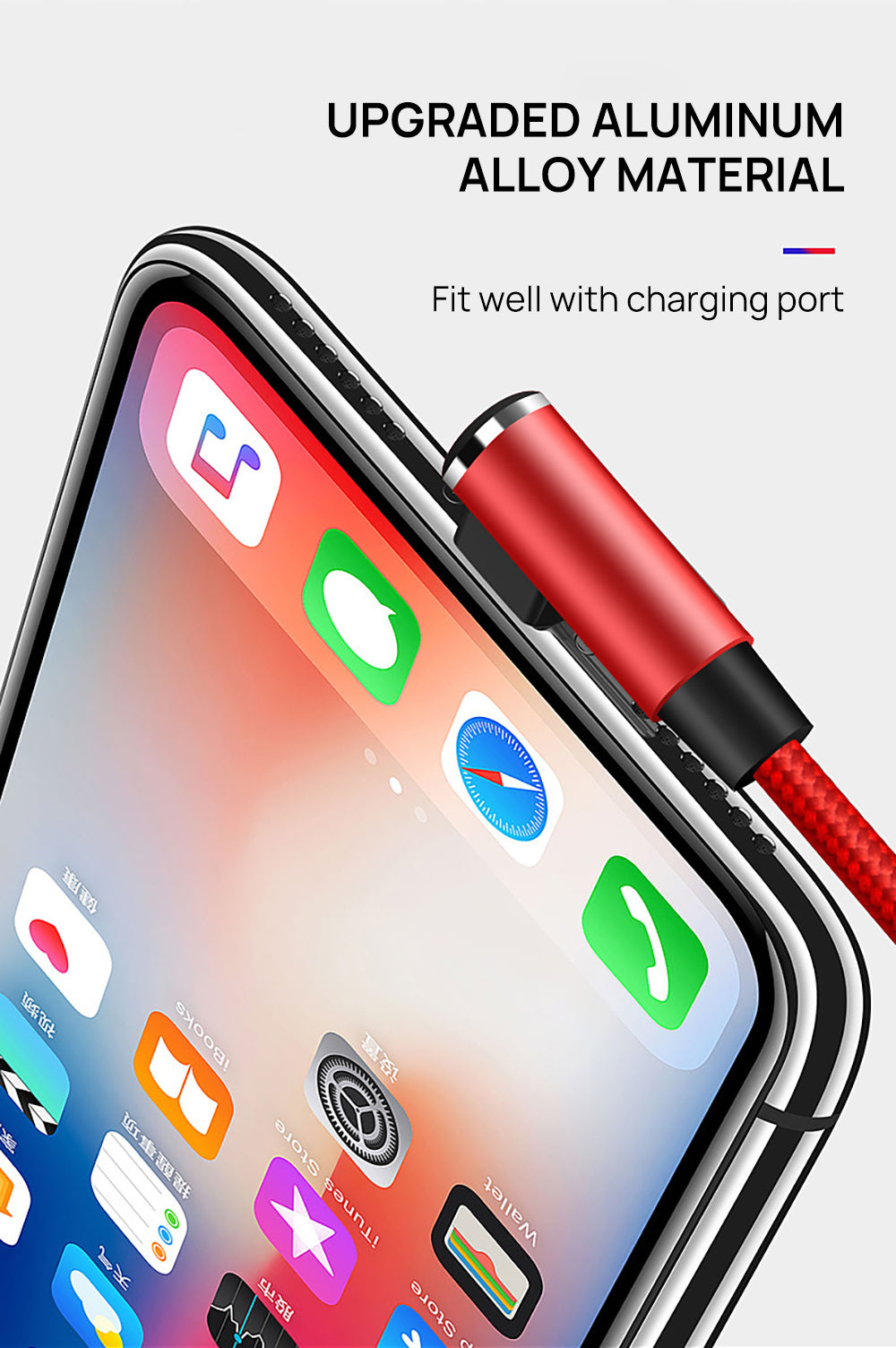 3 in 1 90 Degree Lightning USB Charger Charging Cable Cord For iPhone-Black