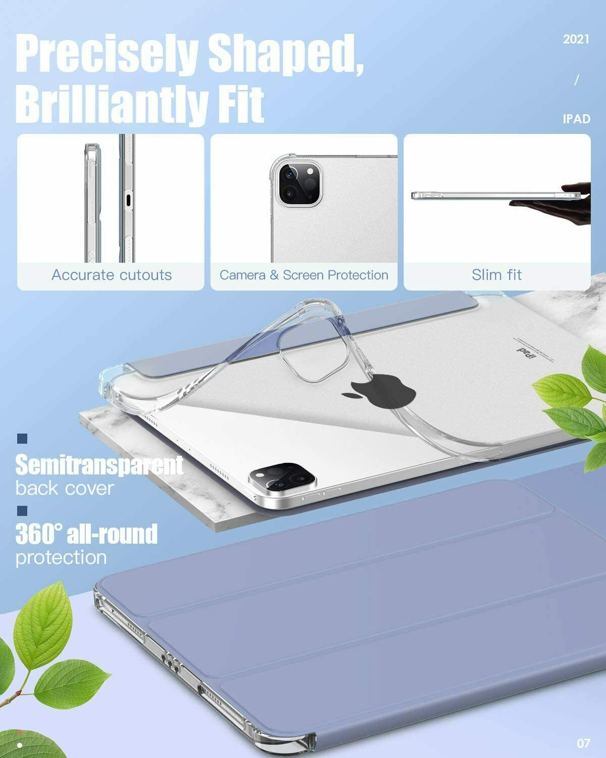 For Apple iPad Pro 12.9" 2021(5th Gen) Clear Case Shockproof Heavy Duty Cover