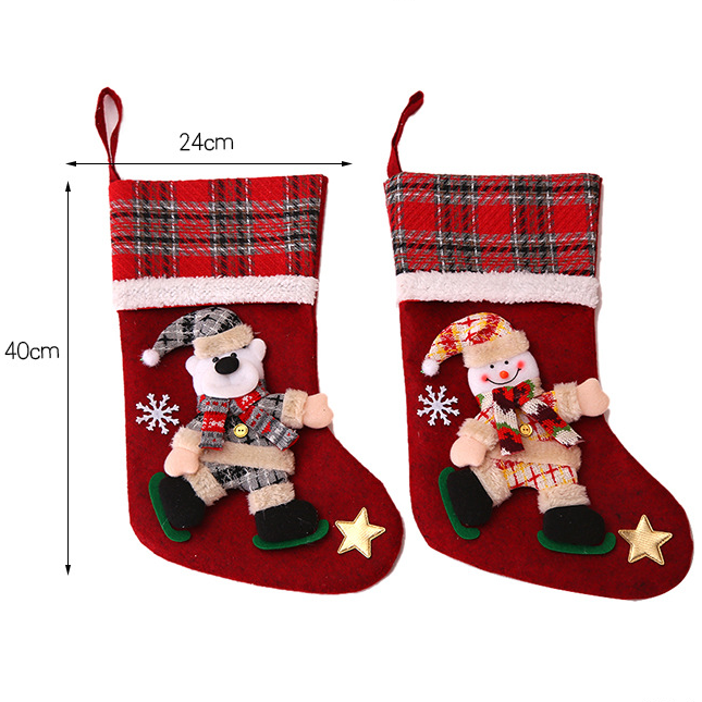 1/4 Christmas Socks Stockings Santa Gift Bags for Family Xmas Party Decorations
