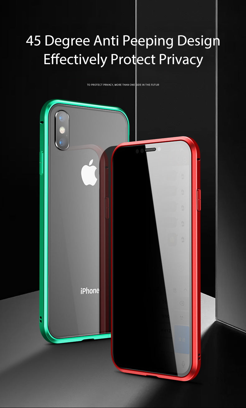 iPhone XR  Case Magnetic Metal Anti Spy Tempered Glass Cover