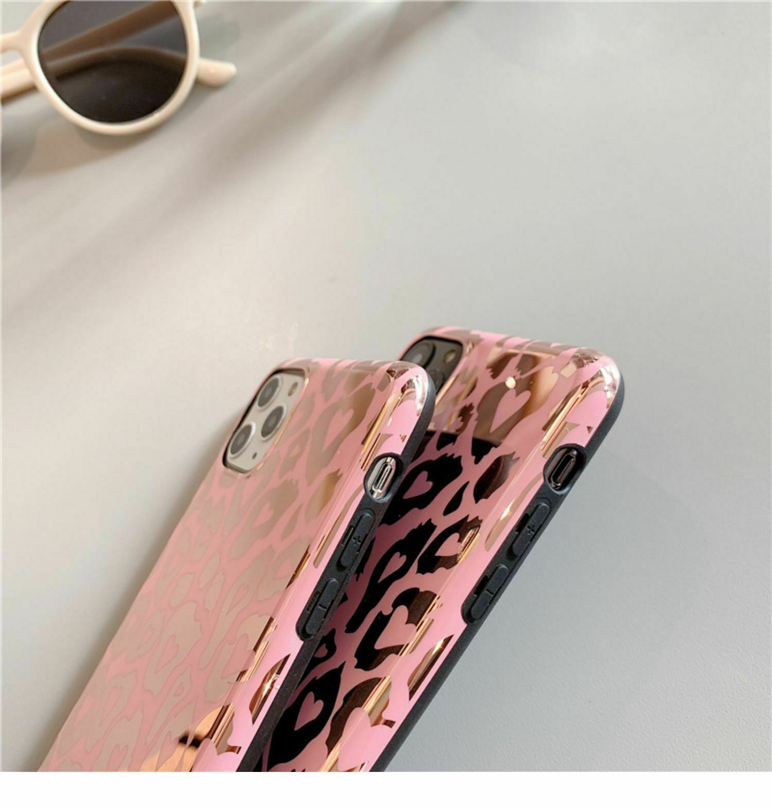 For iPhone 12 Pro leopard Clear Pink Panther Case Slim Shockproof Soft Cover