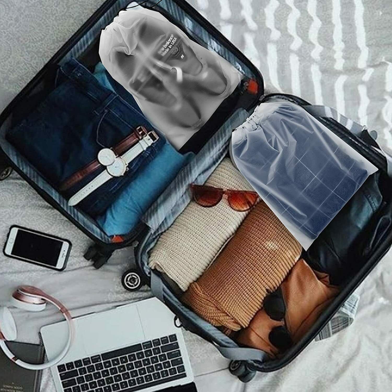 3/5/10 Portable Shoes Bag Travel Sport Storage Pouch Drawstring Dust Organizer