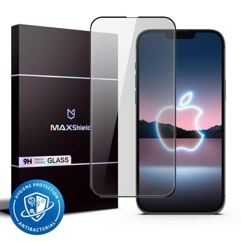 For iPhone 12 13 Pro MAX MAXSHIELD Tempered Glass Antimicrobial Screen Protector