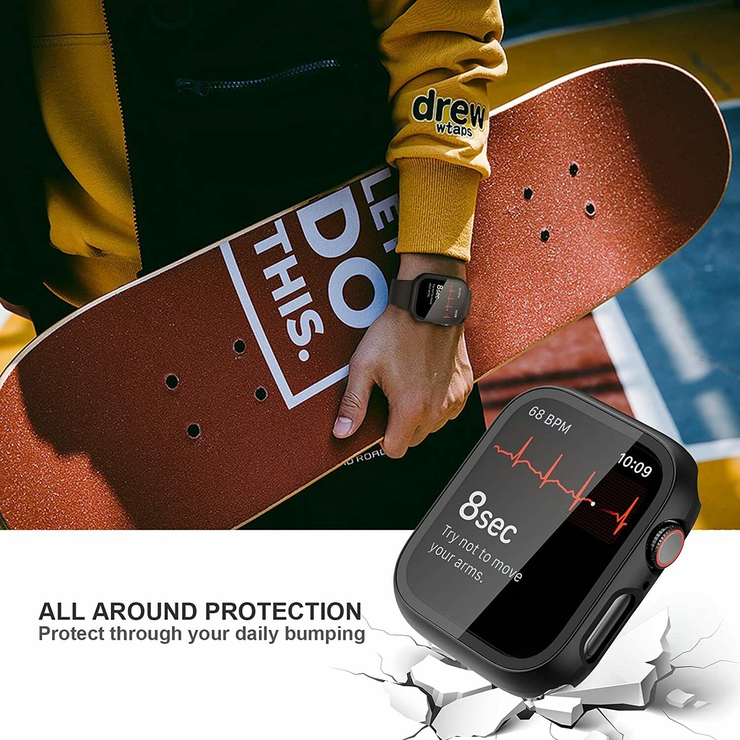 2X For Apple Watch Series 7 45/41mm Clear Full Case Cover Glass Screen Protector