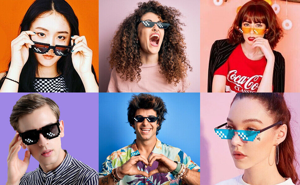 Thug Life Sunglasses With It 8 Bits Pixel Props Mosaic Fashion Goggles Glasses