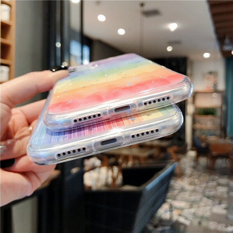 For iPhone 12 Pro Max Rainbow Case MAXSHIELD Soft TPU Glitter Shockproof Cover