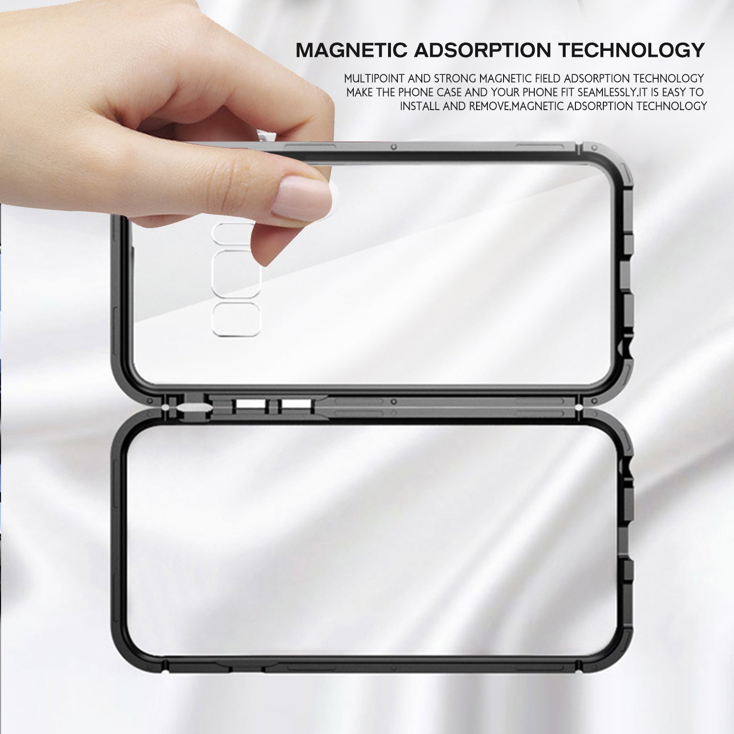 For Galaxy S10 Magnetic Metal Tempered Glass Case Cover-Black, White, Red