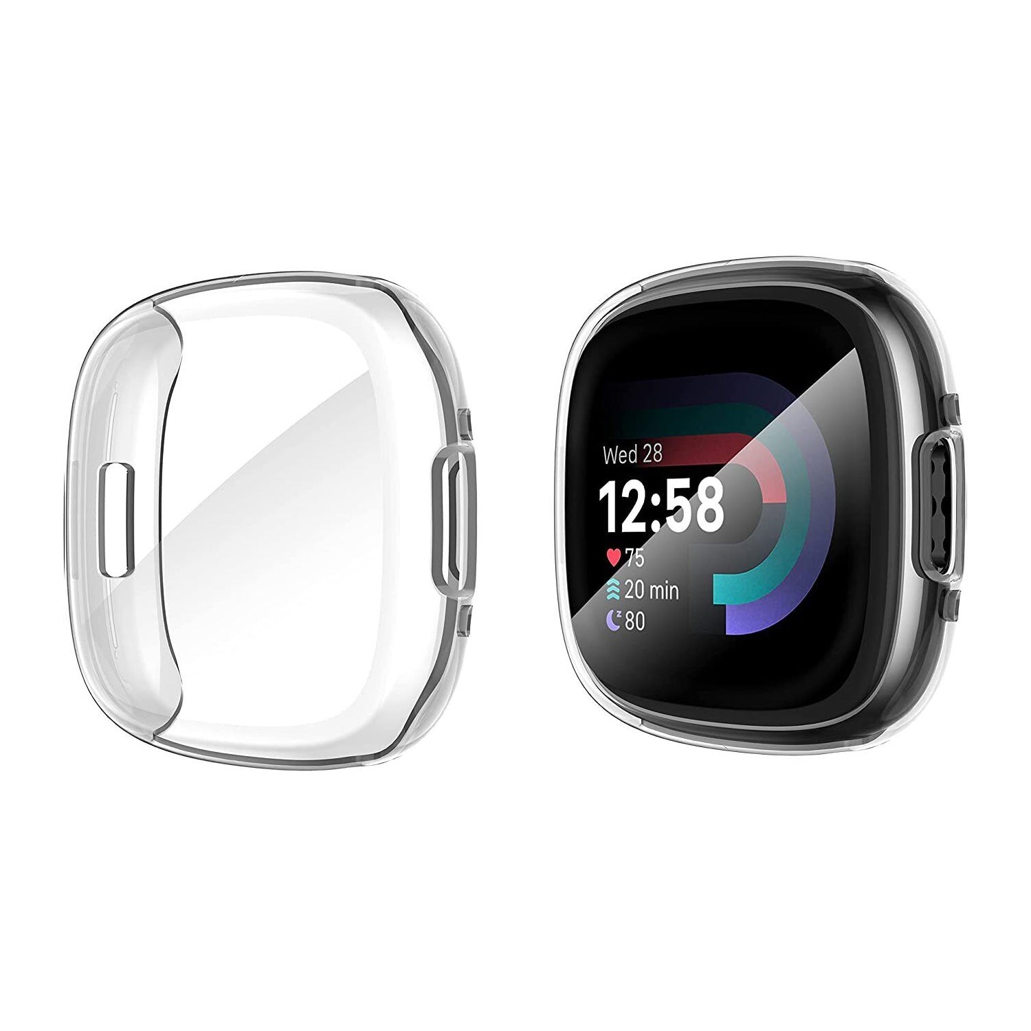 [1 Pack] For Fitbit Versa 4 3 Sense 2 Case TPU Soft Shockproof Cover Screen Protector