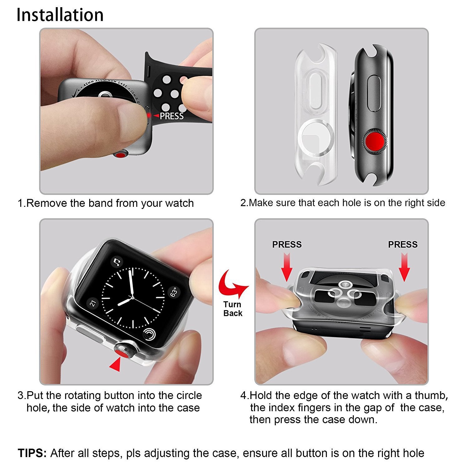 Soft TPU Clear Case Cover + Screen Protector For Apple Watch Series 4 40mm 44mm