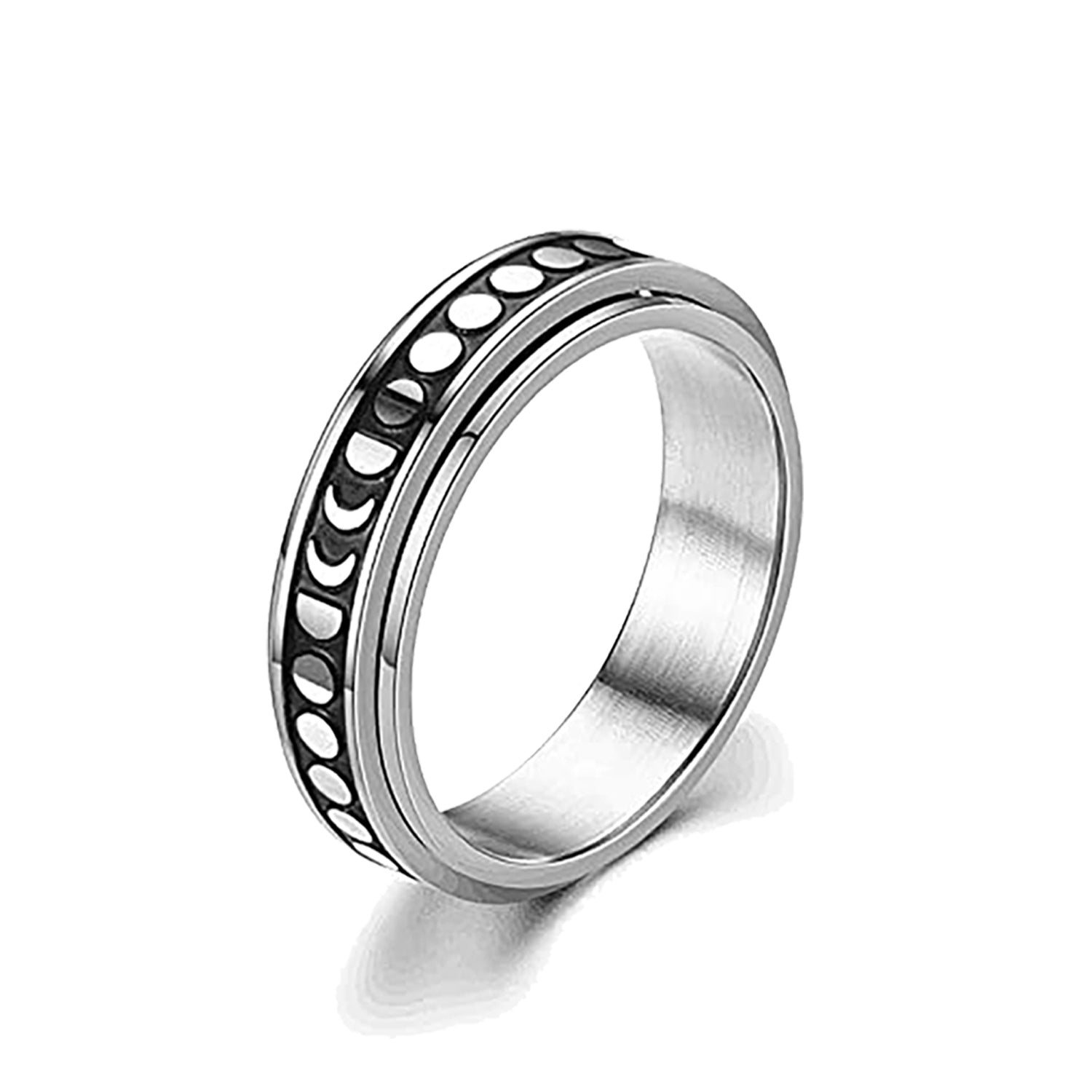 Anti-anxiety Spinner 35 Designs Fidget Rotating Stainless Steel Rings Band Black