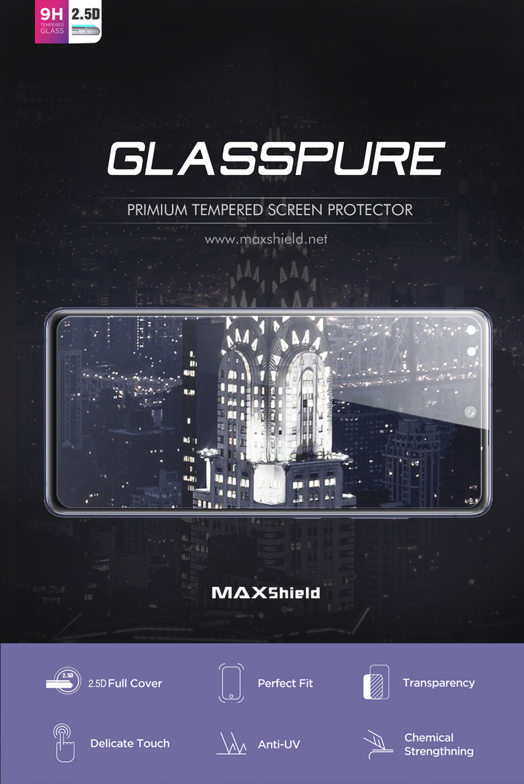 For Galaxy S20 FE 5G Screen Protector Maxshield Tempered Glass Screen Protector