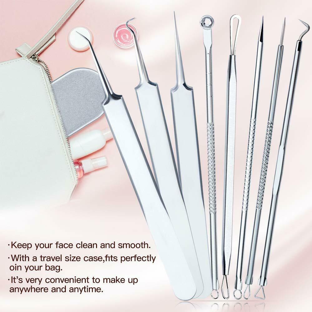 8pcs Blackhead Remover Tool Pimple Popper Pore Blemish Comedone Acne Cleaner Kit