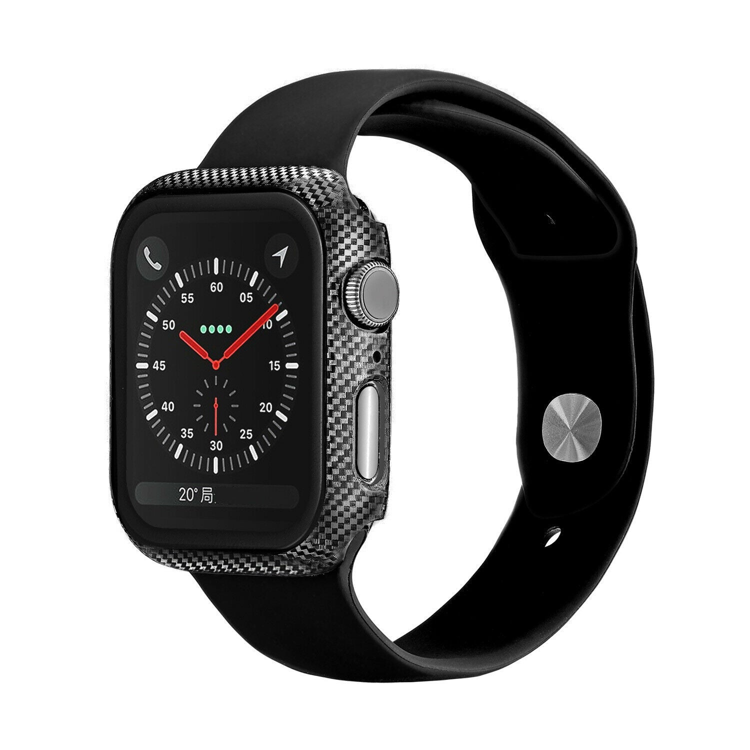 Apple Watch Series SE/6/5/4 44mm 360° TPU Carbon Fiber Full Cover Tempered Glass Case