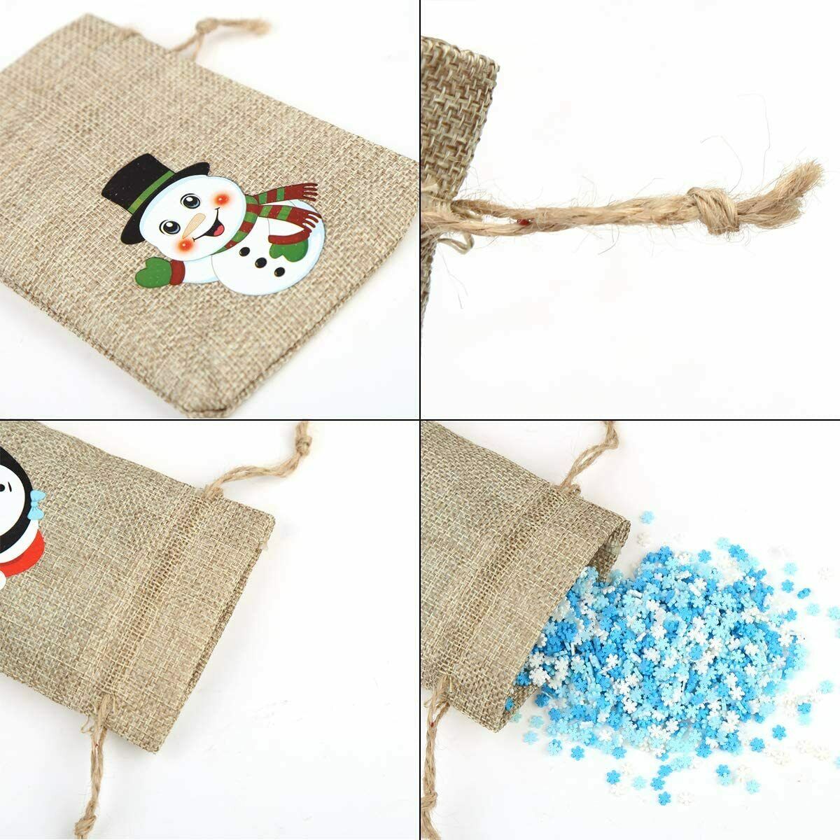 4PS Christmas Gift Bag Small Cloth Candy Treat Gift Wrapping Packing Decoration