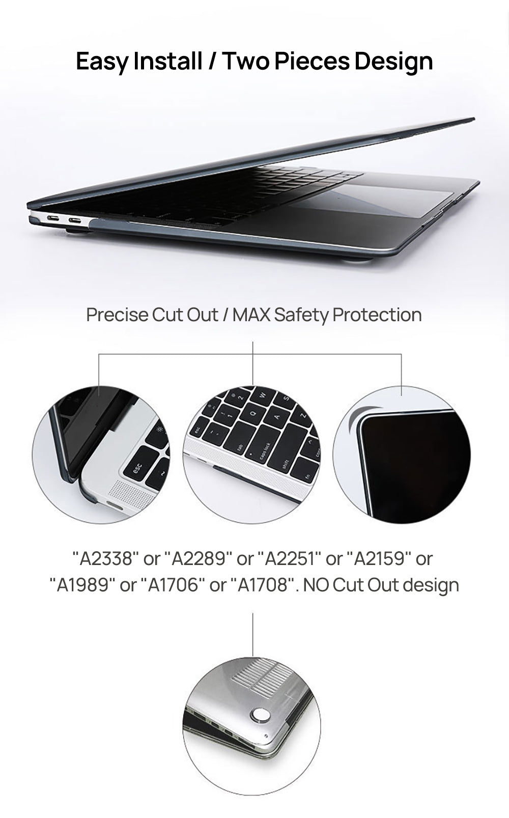 For Macbook Air Pro Case Clear Hard Shell Glossy Crystal Cover M1 13 14 16"