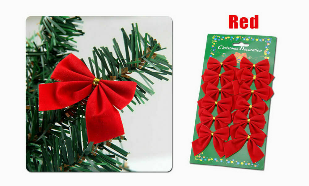 24/48 Bow Christmas Tree Handing Xmas Ornament Bowknot Party Wedding Decoration